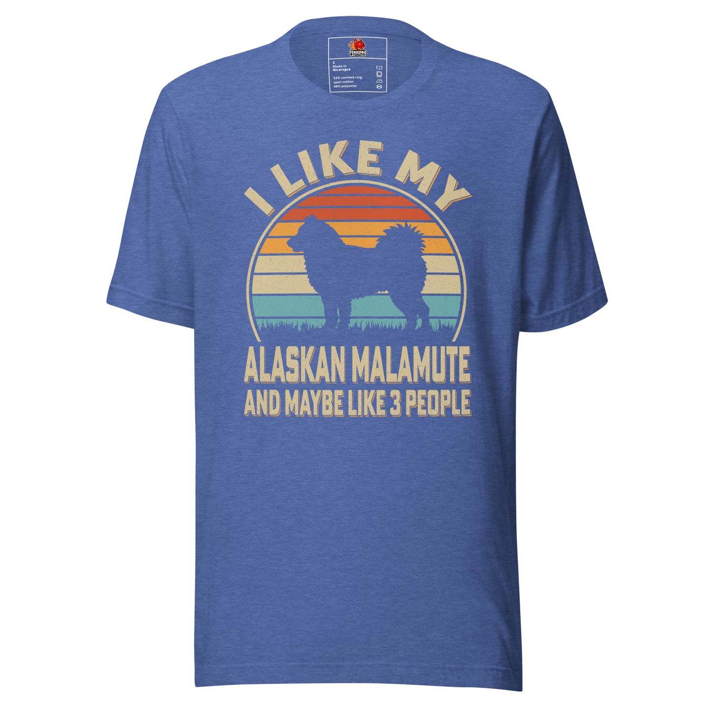 Retro Dog Sunset "I Like My Alaskan Malamute" T-shirt